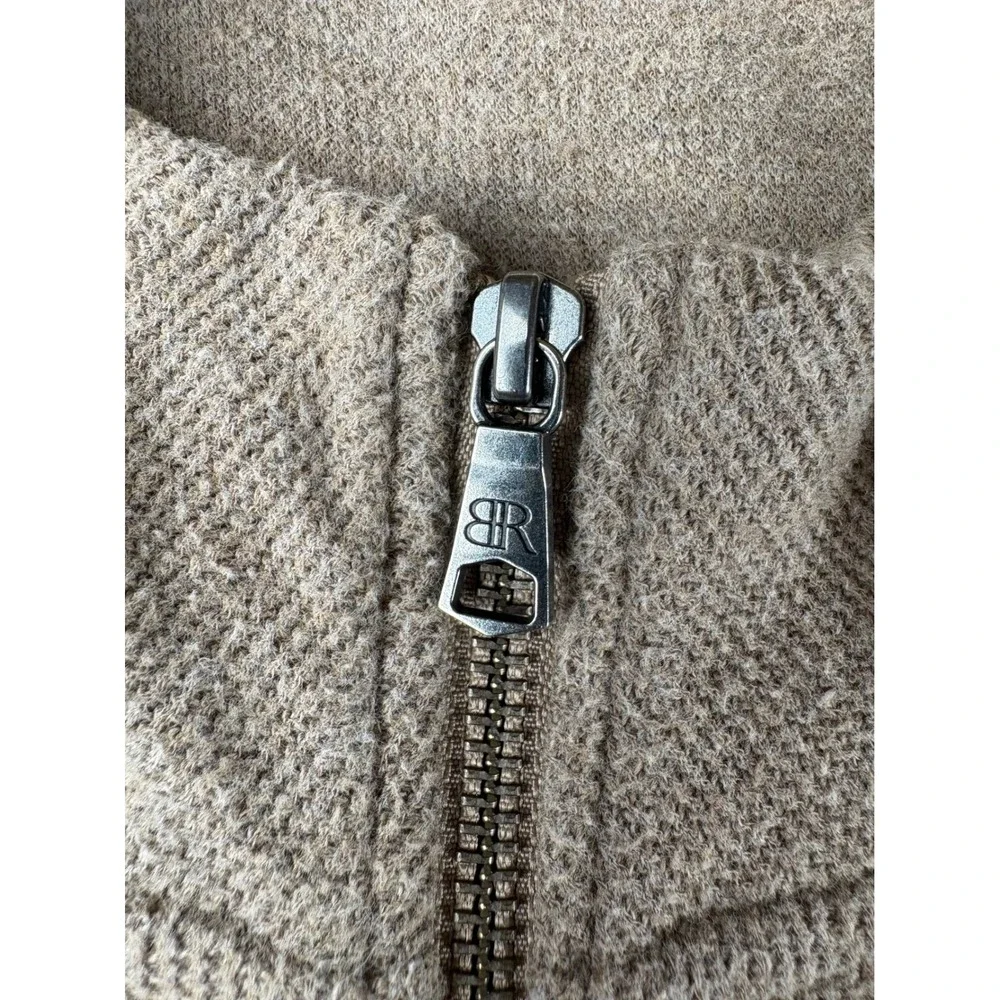 Banana Republic Mens Tan Heather Quarter Zip Soft Pullover Sweater Large Logo